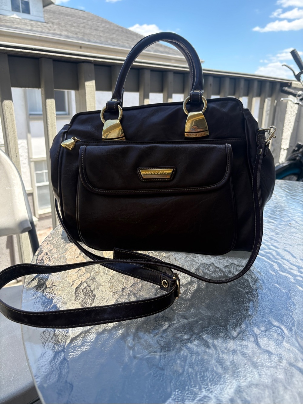 Capezio Brown Faux Leather Tote with Gold Hardware